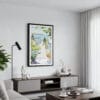 01 - Framed Cape Cod Provincetown Watercolor Canvas Print - Contemporary Living Room.jpg