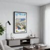 01 - Framed Cape Town Watercolor Canvas Print - Contemporary Living Room.jpg