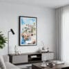 01 - Framed Cascais Portugal Watercolor Canvas Print - Contemporary Living Room.jpg