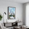 01 - Framed Chicago Millennium Park Watercolor Canvas Print - Contemporary Living Room.jpg