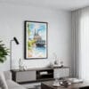 01 - Framed Cologne Cathedral Watercolor Canvas Print - Contemporary Living Room.jpg
