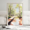 01 - Framed Congaree National Park Watercolor Wall Art leaning against couch - Portrait.jpg