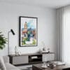01 - Framed Edinburgh Skyline Watercolor Canvas Print - Contemporary Living Room.jpg