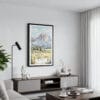 01 - Framed Grand Teton Watercolor Canvas Print - Contemporary Living Room.jpg