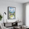 01 - Framed Grindelwald Switzerland Watercolor Canvas Print - Contemporary Living Room.jpg