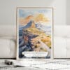 01 - Framed Guadalupe Mountains National Park Watercolor Wall Art leaning against couch - Portrait.jpg