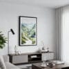 01 - Framed Ha Giang Vietnam Watercolor Canvas Print - Contemporary Living Room.jpg