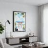 01 - Framed Hakone Gate Watercolor Canvas Print - Contemporary Living Room.jpg
