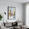 01 - Framed Hoi An Vietnam Watercolor Canvas Print - Contemporary Living Room.jpg
