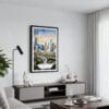 01 - Framed Houston Texas Watercolor Canvas Print - Contemporary Living Room.jpg