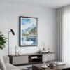 01 - Framed Interlaken Watercolor Canvas Print - Contemporary Living Room.jpg