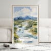01 - Framed Kobuk Valley National Park Watercolor Wall Art leaning against couch - Portrait.jpg