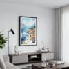 01 - Framed Kontor Montenegro Watercolor Canvas Print - Contemporary Living Room.jpg