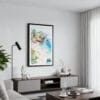 01 - Framed La Jolla Coast Watercolor Canvas Print - Contemporary Living Room.jpg