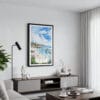 01 - Framed Laguna Beach Coast Watercolor Canvas Print - Contemporary Living Room.jpg