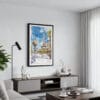 01 - Framed Las Vegas Nevada Watercolor Canvas Print - Contemporary Living Room.jpg