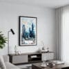 01 - Framed London Business Skyline Watercolor Canvas Print - Contemporary Living Room.jpg