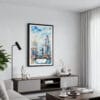 01 - Framed Louisville Kentucky Watercolor Canvas Print - Contemporary Living Room.jpg