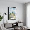 01 - Framed Machu Picchu Watercolor Canvas Print - Contemporary Living Room.jpg