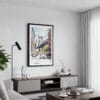 01 - Framed Manhattan Bridge - Watercolor Canvas Print - Contemporary Living Room.jpg