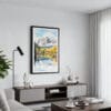 01 - Framed Maroon Bells Aspen Colorado Watercolor Canvas Print - Contemporary Living Room.jpg