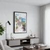 01 - Framed Medellin Old Town Watercolor Canvas Print - Contemporary Living Room.jpg