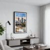 01 - Framed Melbourne Watercolor Canvas Print - Contemporary Living Room.jpg