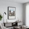 01 - Framed Mexico Metropolitan Cathedral Watercolor Canvas Print - Contemporary Living Room.jpg