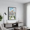 01 - Framed Mexico Palacio de Bellas Artes Watercolor Canvas Print - Contemporary Living Room.jpg