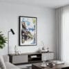 01 - Framed Mount Fuji and Village - Watercolor Canvas Print - Contemporary Living Room.jpg