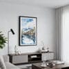 01 - Framed Mount Fuji from Oshino Watercolor Canvas Print - Contemporary Living Room.jpg