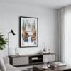 01 - Framed Multnomah Falls Watercolor Canvas Print - Contemporary Living Room.jpg