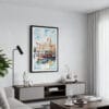 01 - Framed Mumbai Taj Mahal Palace Watercolor Canvas Print - Contemporary Living Room.jpg