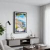01 - Framed Naples Italy Watercolor Canvas Print - Contemporary Living Room.jpg