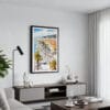 01 - Framed Nice French Riviera Watercolor Canvas Print - Contemporary Living Room.jpg