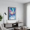 01 - Framed Northern Lights Fairbanks Alaska Watercolor Canvas Print - Contemporary Living Room.jpg