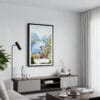 01 - Framed Norwegian Fjords Watercolor Canvas Print - Contemporary Living Room.jpg
