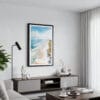 01 - Framed Outer Banks NC Watercolor Canvas Print - Contemporary Living Room.jpg