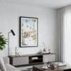 01 - Framed Palm Springs California Watercolor Canvas Print - Contemporary Living Room.jpg