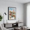 01 - Framed Penang Malaysia Watercolor Canvas Print - Contemporary Living Room.jpg