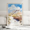 01 - Framed Petrified Forest National Park Watercolor Wall Art leaning against couch - Portrait.jpg