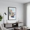 01 - Framed Porto 2 - Watercolor Canvas Print - Contemporary Living Room.jpg