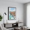 01 - Framed Porto Skyline Watercolor Canvas Print - Contemporary Living Room.jpg