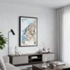 01 - Framed Positano - Watercolor Canvas Print - Contemporary Living Room.jpg