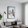 01 - Framed Prague Charles Bridge Watch Tower- Watercolor Canvas Print - Contemporary Living Room.jpg