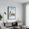 01 - Framed Prague Charles Bridge - Watercolor Canvas Print - Contemporary Living Room.jpg
