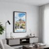 01 - Framed Prague St Vitus Cathedral - Watercolor Canvas Print - Contemporary Living Room.jpg