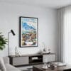 01 - Framed Reykjavik Watercolor Canvas Print - Contemporary Living Room.jpg