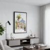 01 - Framed Rio De Janeiro Rocinha Favela Watercolor Canvas Print - Contemporary Living Room.jpg