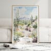 01 - Framed Saguaro National Park Watercolor Wall Art leaning against couch - Portrait.jpg
